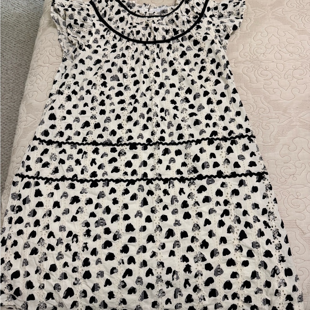Boutique Voy White and Black Heart Print Dress Sz. M